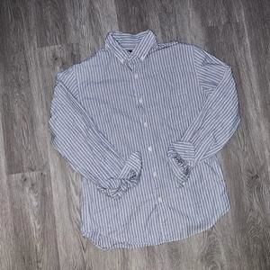 J Crew Oxford Shirt Men’s M Slim Grey Stripe Long Sleeve Button Up